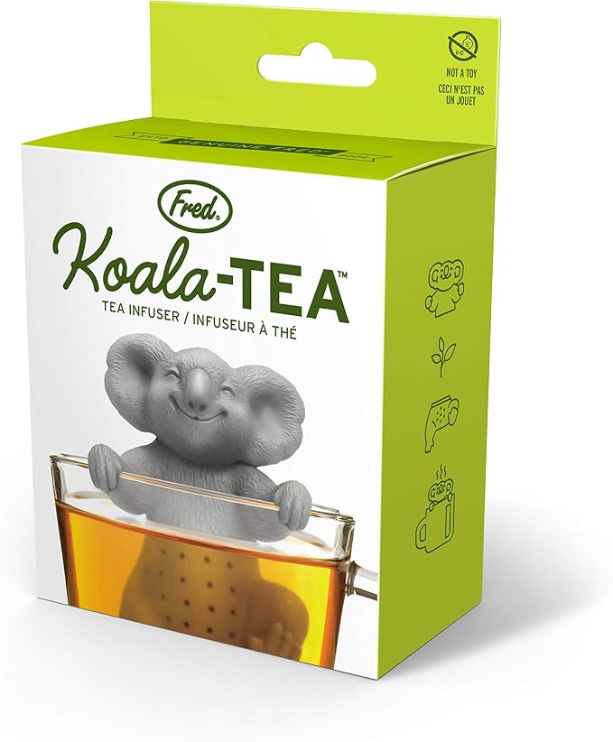 Genuine Fred, KOALA-TEA, Koala Reusable Silicone Tea Infuser, Gray, Fun Gift for Tea Lovers, Clever Kitchen Gadget