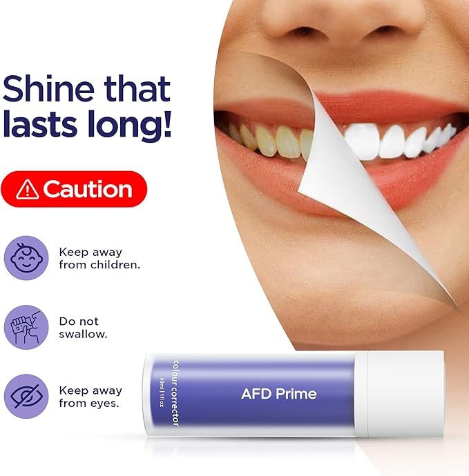 AFD Prime Purple Toothpaste for Teeth Whitening, 130g (4.58 oz) – Purple Color-Correcting Toothpaste to Reduce Yellow Tones, Peroxide-Free, Enamel-Safe, Mint Flavor, Suitable for Daily Use
