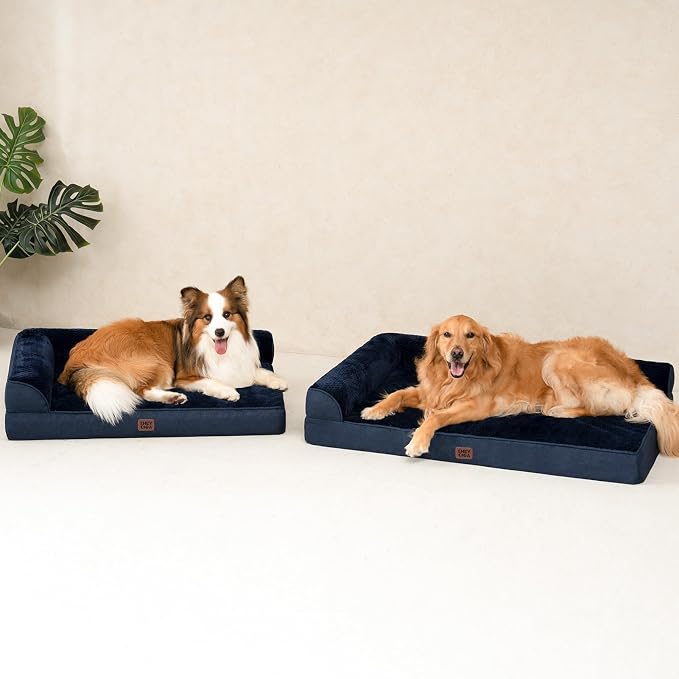 EHEYCIGA XXL Dog Bed Memory Foam, Orthopedic Giant Dog Bed Jumbo with Washable Removable Cover, Waterproof Pet Sofa Couch with Nonskid Bottom, 48x35x7.5, Navy Blue | Washable Removable Cover, Waterproof Flat Pet Sofa Couch with Nonskid Bottom, 48x35x7.5