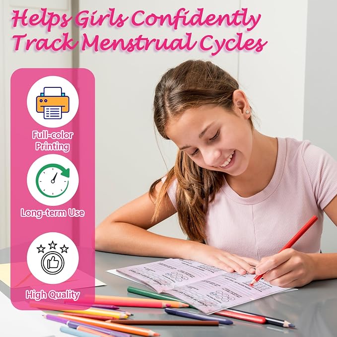 12 Pack Period Tracker Journal for Girls 6.5x3.5 Inch Period Tracking Notebook First Period Starter Kit Funny Daily Menstrual Cycle Tracker Gifts for Girls Teens Feminine Care 80GSM