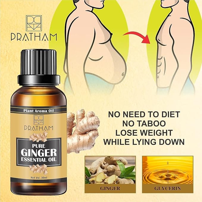 Fat Loss Oil, Belly Natural Drainage Ginger Oil Essential Relax Massage Oil, Belly & Waist Stay Perfect Shape, Pack of 2-30ml