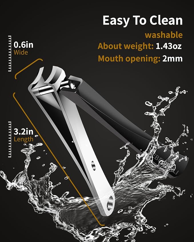 Large Nail Clippers, 15mm Ultra Wide Toenail Clippers, Stainless Steel Fingernail Clipper Built in Nail File, Curved Blade Toe Nail Cutter Trimmer for Men or Women