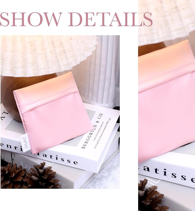 DGAZ Silk Sanitary Napkin Storage Bag, Period Bags for Teen Aged Girls, Portable for Panty Liners/Menstrual Cup/Small Tampons,Mini Makeup Bags for Purse(Bubblegum)
