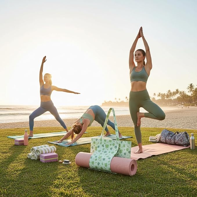 Yoga Mats bag for Women, Canvas Bags for Yoga Mat & Blocks Women, Floral Gym Valentine's Day Gifts for Yoga Lover