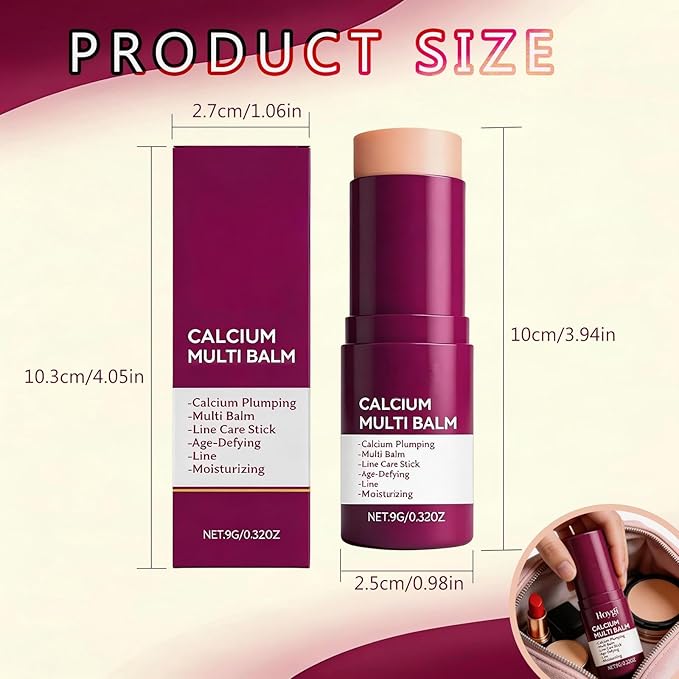 Calcium Multi Balm Stick 2PCS, Collagen Moisturizing Stick, Collagen Moisturing, Anti-aging, Wrinkle Core Stick, Sagging, Hydrating, Firming Skin, Suitable for Eyes, Neck, Face