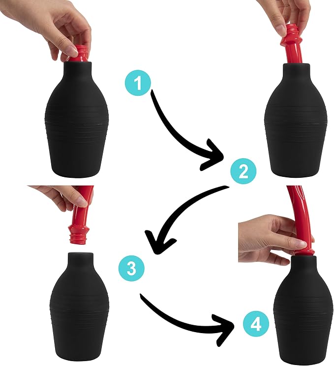 Abyclean Anal Douche Enema Bulb Vaginal Douche Enema Cleaner for Women’s or Man’s Health with 2 Nozzles (310ml Black)