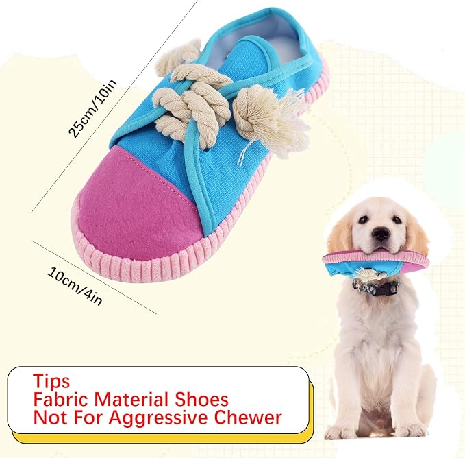 vocheer Durable Dog Chew Toy, Interactive Squeaky Shoe Toy, Blue
