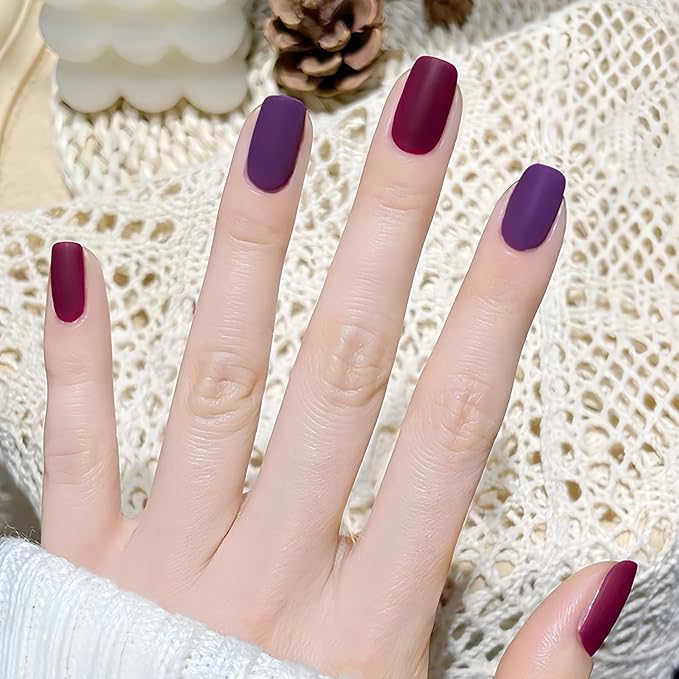 Matte Purple Nail Polish Quick Dry, Vegan Non Toxic Purple Fingernail Polish for Women Girls, Dark Matte Finish