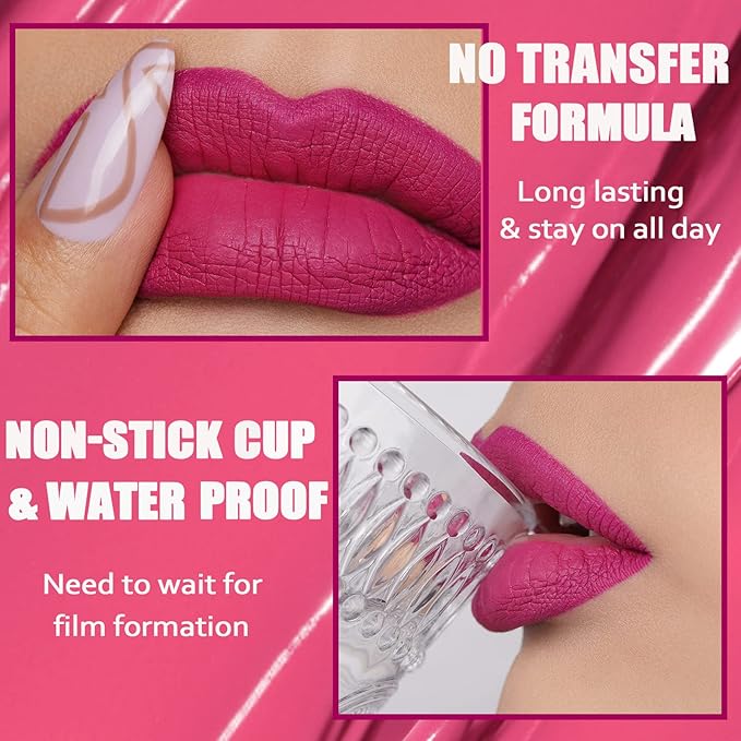 Oulac Matte Liquid Red Lipstick for Women, Orange-Brown Tones Red Lip Gloss Long Lasting, Highly Pigmern Lip Color with Vitamin E & Rose Oil, Waterproof, Vegan & Cruelty-Free M04