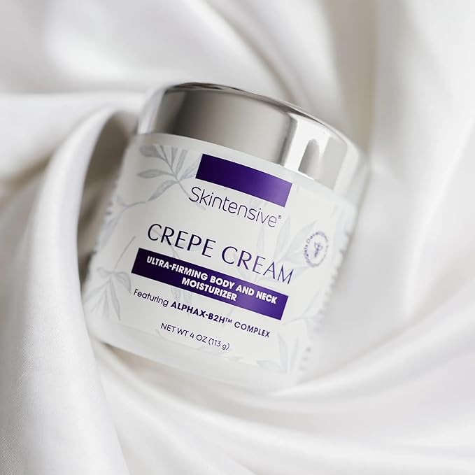 SKINTENSIVE Crepe Cream - Advanced Crepey Skin Cream for Firmer, Smoother Appearance - Harvard-Trained Dermatologist Formulated - Premium Body and Neck Creme - 4 oz
