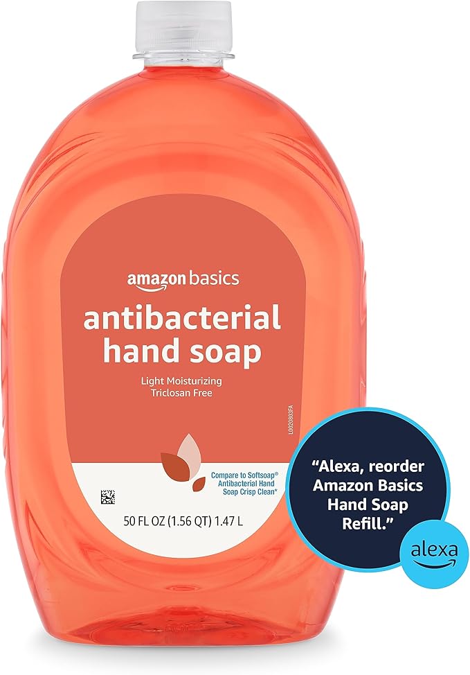 Amazon Basics Liquid Hand Soap Refill, Light Moisturizing, Triclosan-Free, Dermatologist-Tested, pH Balanced, Citrus, 50 Fl Oz (Previously Solimo) (Pack of 4)