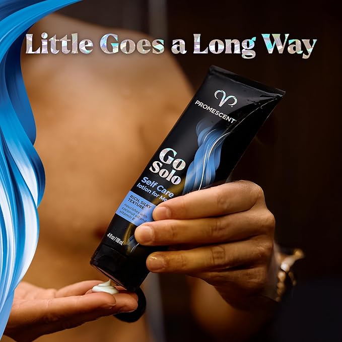 Promescent Go Solo Lotion for Men, Natural Unscented Moisturizing Ingredients with Coconut Oil and Sweet Almond Oil, Creamy Natural Texture, Fast-Absorbing, Made in The USA, 4 fl oz