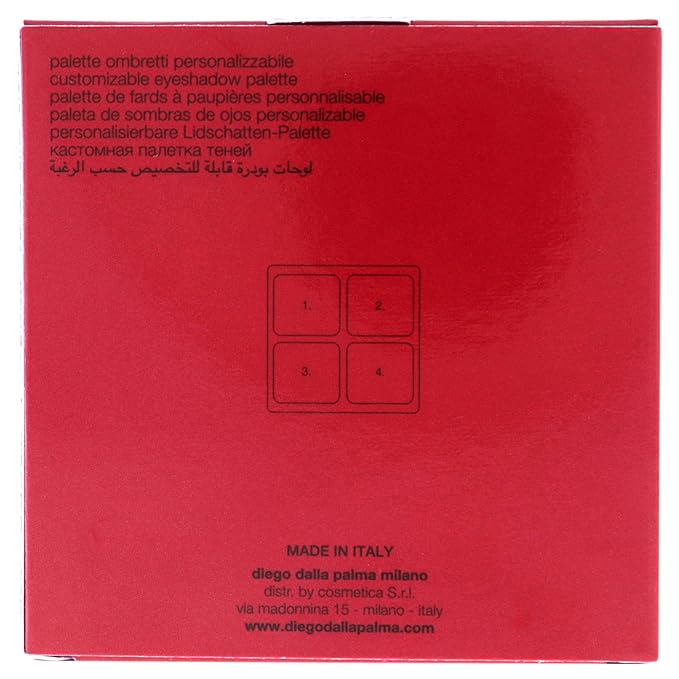 Diego dalla Palma Customizable Eyeshadow Palette- Practical And Functional Magnetic Compact- Includes A Mirror- 4 Slots For Replaceable Eyeshadows- Comes In Iconic Red Color- Refill System- 1 Pc