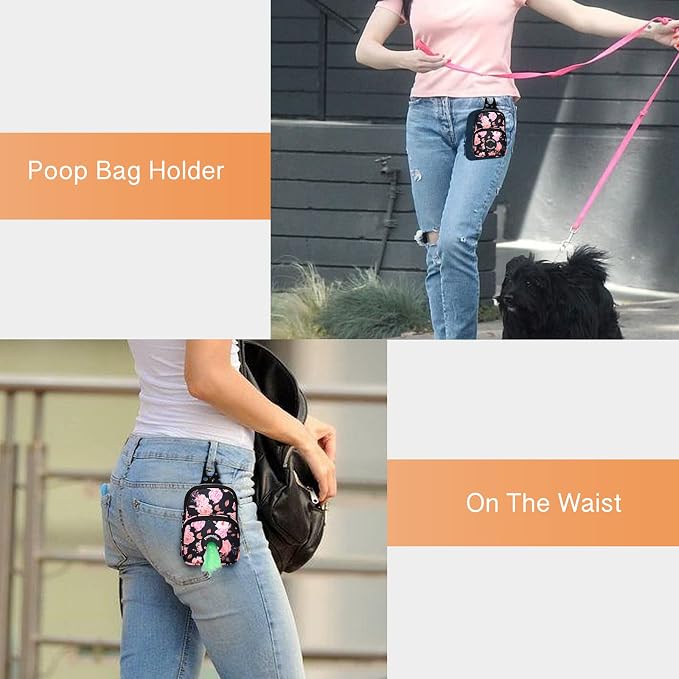 Petmolico Dog Poop Bag Holder Treat Pouch for Dog Leash, Dog Waste Bag Dispenser Treats Storage Holder Training Pouch with Clip, Deep Gray