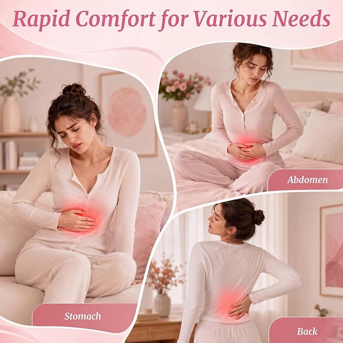 Portable Heating Pad for Cramps Upgraded Cordless Electric Period Heat Pad for Back Menstrual Belt 6 Heat 6 Massage Mode Gifts for Women Girl Her Girlfriend Pink