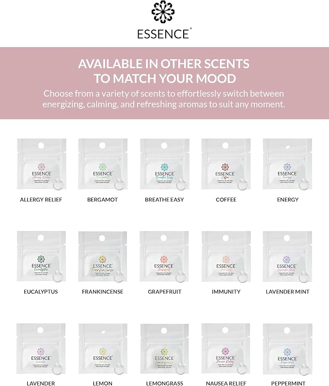 Essence Wearable Aromatherapy Nasal Diffuser – Allergy Relief Essential Oil Nose Ring – Personal Scent Clip for Travel, Work & Everyday Use – Made in USA