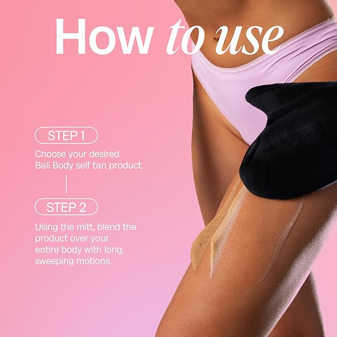 Bali Body Luxe Tanning Mitt | Self Tanner Applicator for Flawless, Streak-Free Coverage | Reusable Velvet Tan Mitt with Waterproof Barrier | Australian-Made for Mousse, Lotion & Spray