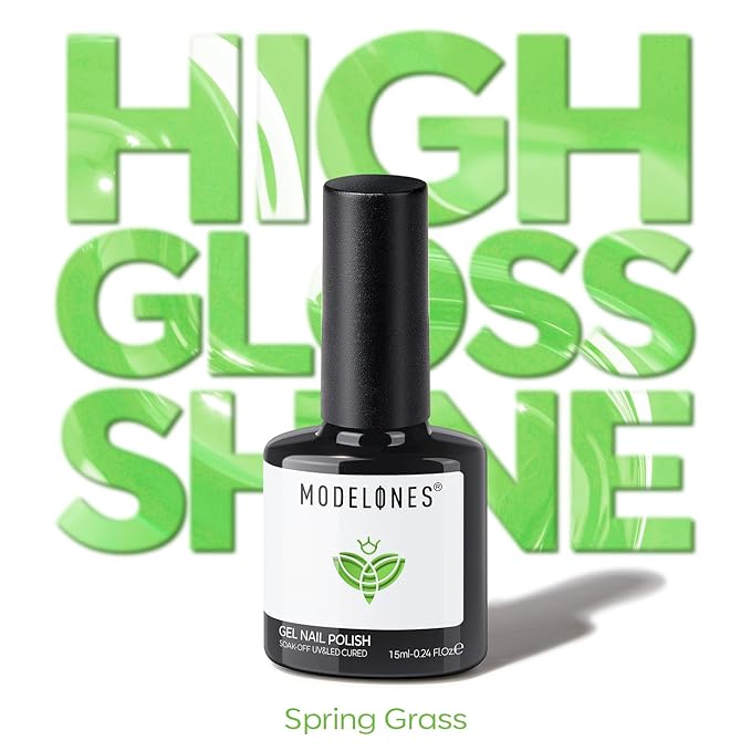 modelones Green Gel Nail Polish Apple Green Gel Polish Summer Nail Poish Soak Off Pastel U V Nail Design Salon DIY Manicure 15 ML