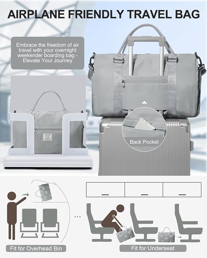 Gym Bag Womens Mens with Shoes Compartment and Wet PocketTravel Duffel Bag for Women for Plane, port Gym Tote Bags Swimming Yoga Small Waterproof Weekend Overnight Carry on Bag Hospital Holdalls