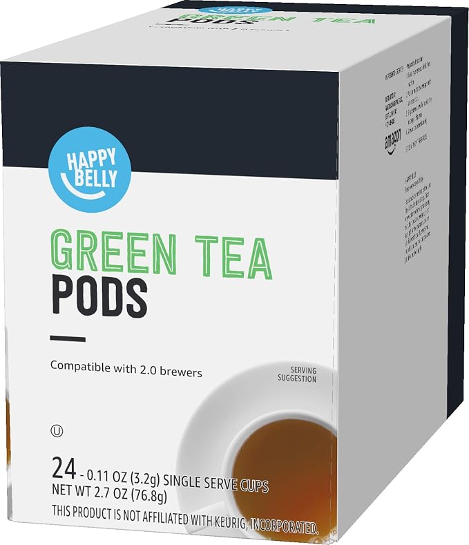 Happy Belly Tea Pods Compatible with 2.0 K-Cup Brewers, Green Tea, 24 Count (Previously Solimo) (Pack of 2)