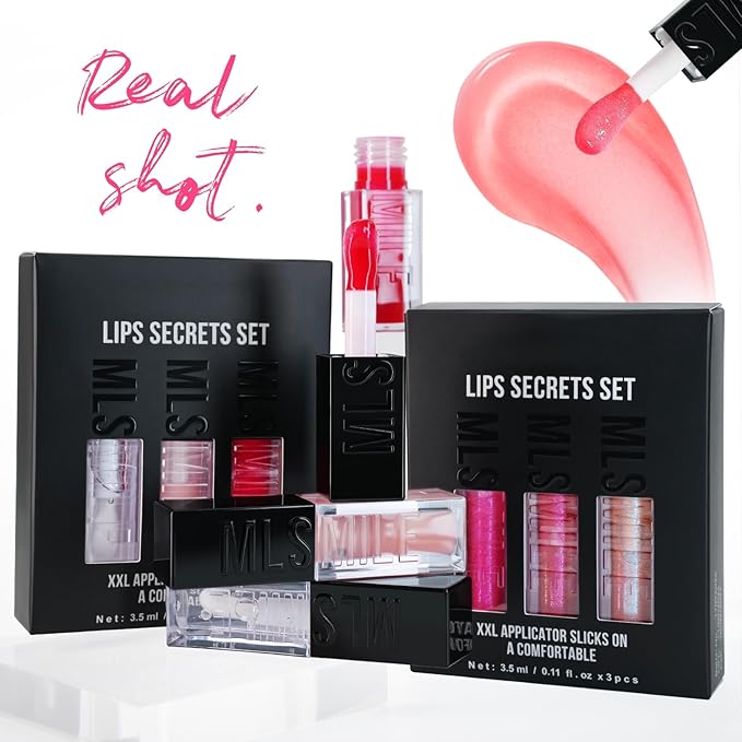 Lip Oil Set – Hydrating Lip Gloss, Non-Sticky Clear Lip Oil for Shiny & Moisturized Lips | Glossy, Tinted Lip Care, Plumping Lip Oils | Gift for Women & Girls 3pcs (Set A)