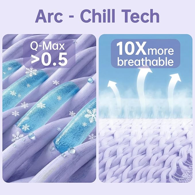 Guohaoi Cooling Blanket for Hot Sleepers and Night Sweats 60"x90" Full Size | Arc-Chill Q-Max >0.5 Cool Fiber,100% Oeko-Tex Certified Lightweight Summer Blanket for Travel/Outdoor Ultra Cold Breathable