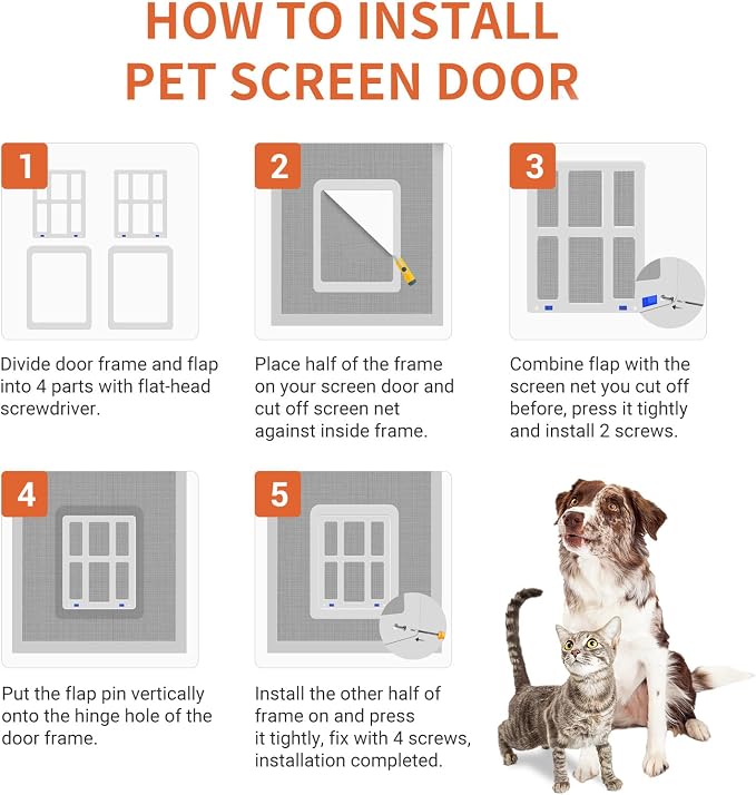 Large Dog Door for Screen Door - 11.2" x 14.4" Magnetic Flap Pet Door with Lockable Insert for Medium to Large Dogs, Ideal for Sliding Doors, White