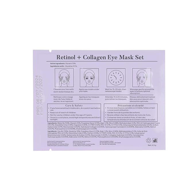 BLOOMORA Retinol & Collagen Under Eye Patches (30 Pairs) - For Dark Circles & Puffy Eyes - Eye Care Mask