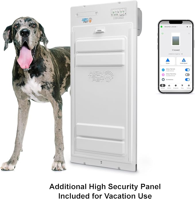 Power Pet Automatic ROLL UP Door by High Tech Pet Brand - Motorized Panel Rolls Up - Pet Operated - Remote App Control - 24/7 Exit & Entry Timers (X-Large, Door Mount)