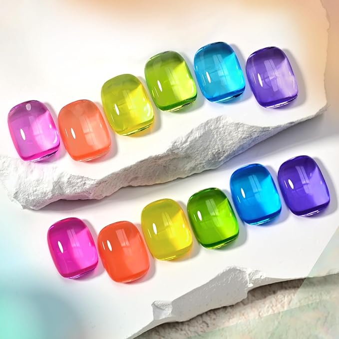 GAOY Jelly Neon Gel Nail Polish Set, 6 Transparent Summer Colors Sheer Green Pink, Soak Off UV Light Cure Gel Polish Kit for Nail Art DIY at Home