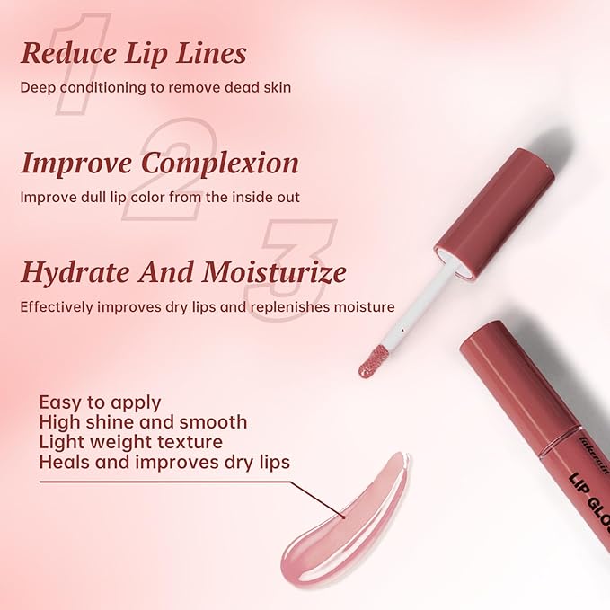 Peel Off Lip Liner Stain Tattoo, Long Lasting Waterproof Lip Stain Peel off, Tattoo Pink Plum Lip Liner and Lip Gloss Combo, Non-Stick Cup Nourishing Lip Gloss Set Lipstick Makeup