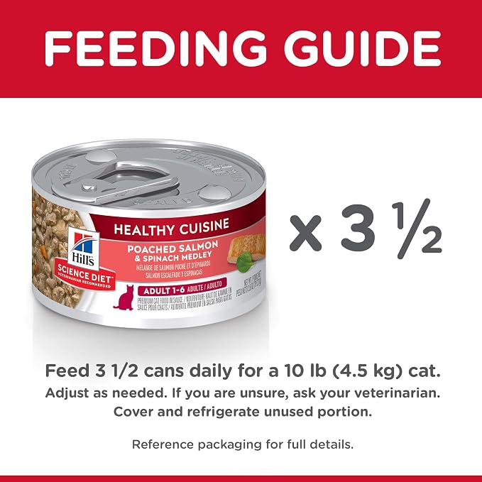 Hill's Science Diet Adult 1-6 Healthy Cuisine Wet Cat Food | #1 Veterinarian Recommended, Poached Salmon & Spinach, 2.8 oz. Cans, 24-Pack