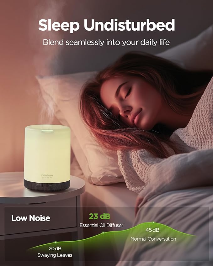 InnoGear 300ML Essential Oil Diffuser, Premium 5-in-1 Ultrasonic Aromatherapy Diffusers Scent Humidifier Aroma Diffuser Vaporizer Auto-Off Timer for Room Office Home, Brown, Medium