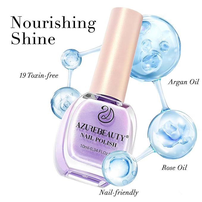 AZUREBEAUTY Blue Purple Violet Galaxy Quick Dry Complete Natural Super Lustrous Nail Enamel Polish,Professional for DIY Manicure and Pedicure at Home