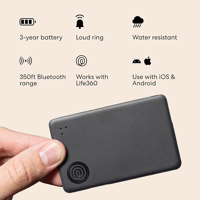 Life360 Tile Slim Bundle - Wallet Finder, Bluetooth Tracker and Item Locator for Luggage Tags, Passports and More. Both iOS and Android Compatible. Phone Finder. 4-Pack (Black)