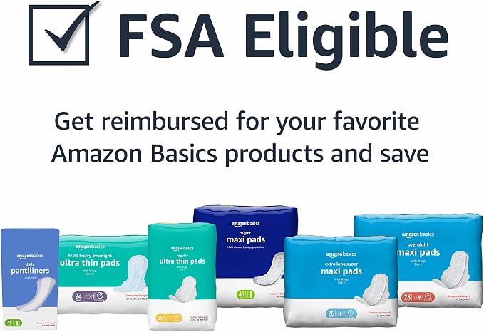 Amazon Basics Daily Pantiliner, Extra Long Length, Thin Feminine Pads for Women, Unscented, Leak Protection, Daily Use, 68 Count (Previously Solimo)