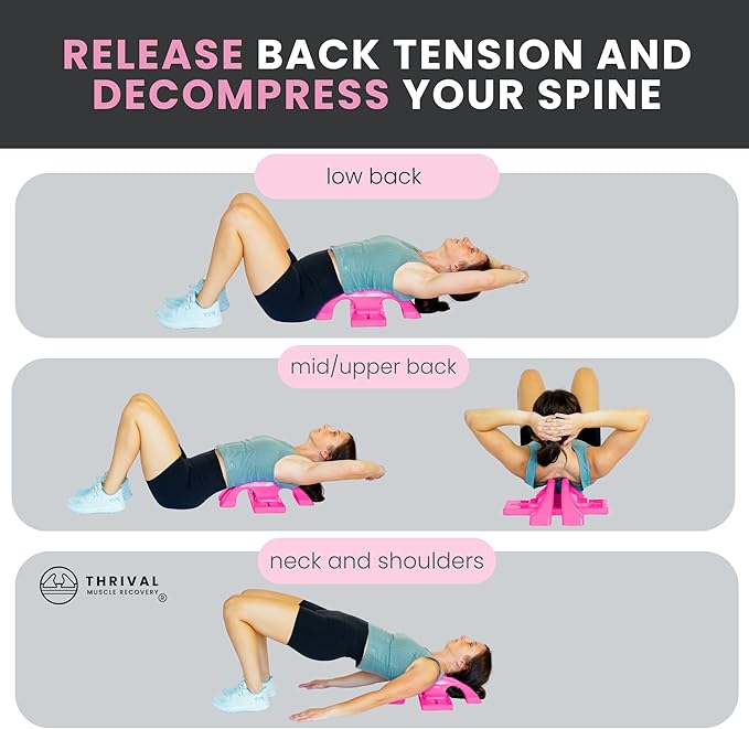 Thrival Arch Back Stretcher - Specialized Psoas Muscle Release Tool for Hip Flexor, Back, Glute, Iliacus, and Neck - Spine Decompressor, Trigger Point, and Myofascial Release – Pink
