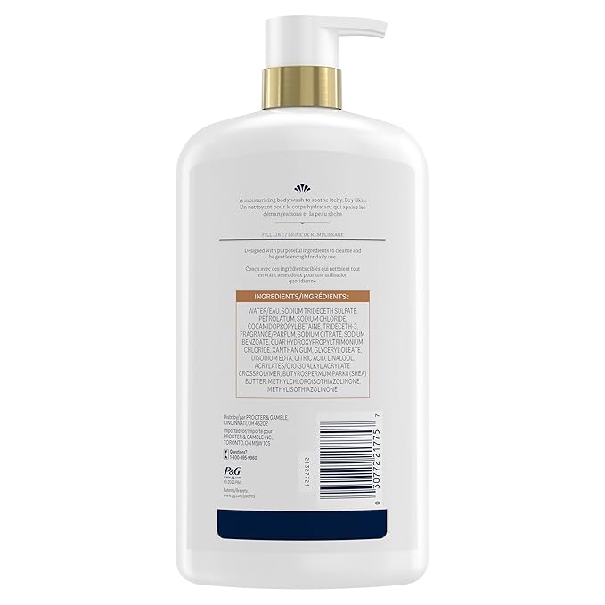 Ivory Body Wash, Deeply Moisturizing, 24hr Nourishing Hydration, Soothes Itchy Dry Skin, Made with Shea Butter Blend, Free of Dyes Heavy Perfumes Parabens & Phthalates, Oatmilk Scent, 27 oz