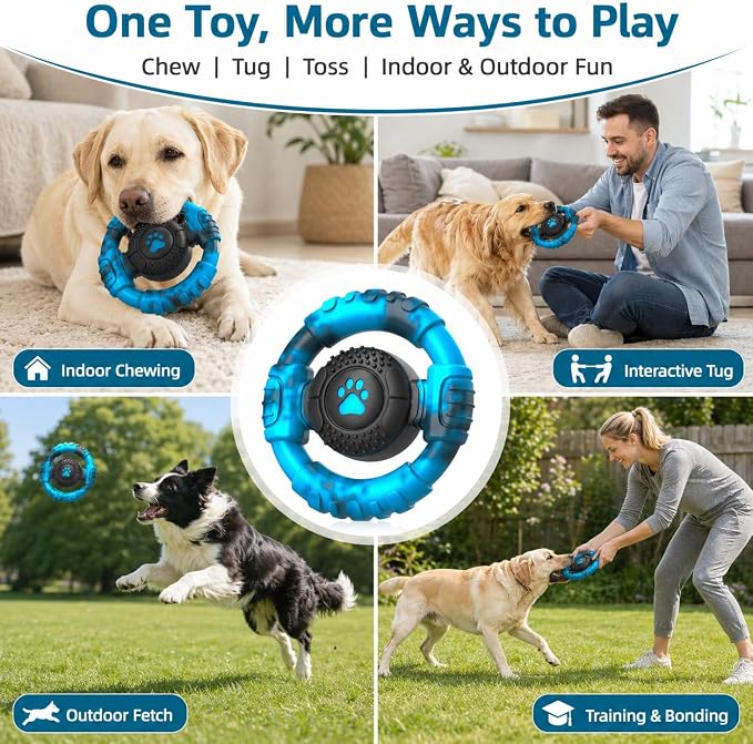 Pamlulu Tough Dog Toys for Aggressive Chewers, Indestructible Dog Toy for Large Dogs, Nylon Chew Toys for Medium Large Breed, Interactive Dog Toys to Keep Them Busy, Dog Birthday