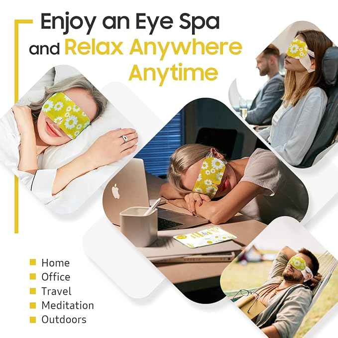 20 Packs Steam Eye Mask, Heated Eye Mask Warm Compress for Eyes, Disposable Self Heating Steam Mask for Home, Sleep, Spa, Travel Essentials & Relaxation Gifts for Women (Chamomile)