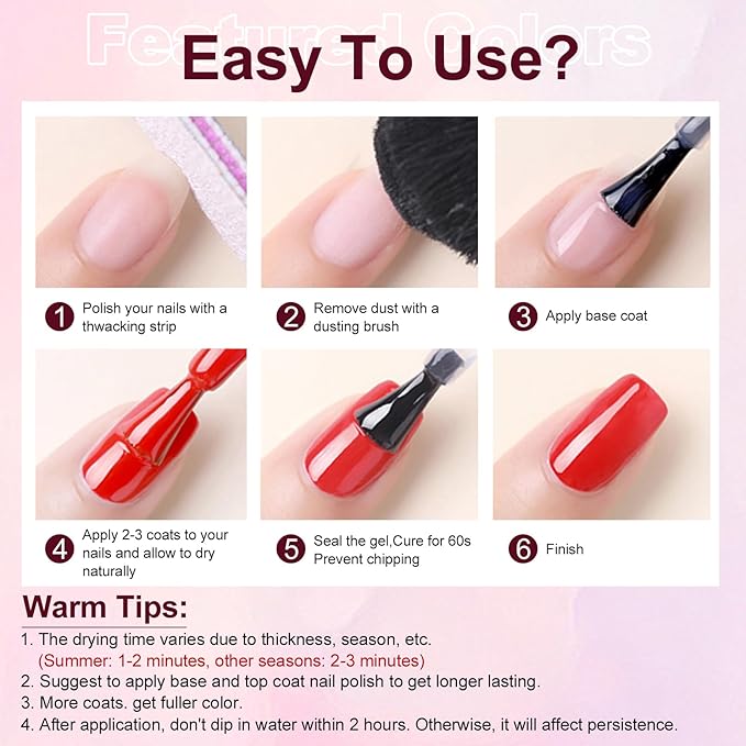 Major Dijit Quick Air Dry Nail Polish Glitter Dark Red Regular Nail Polish Non UV Gel Hema 0.34 fl oz.