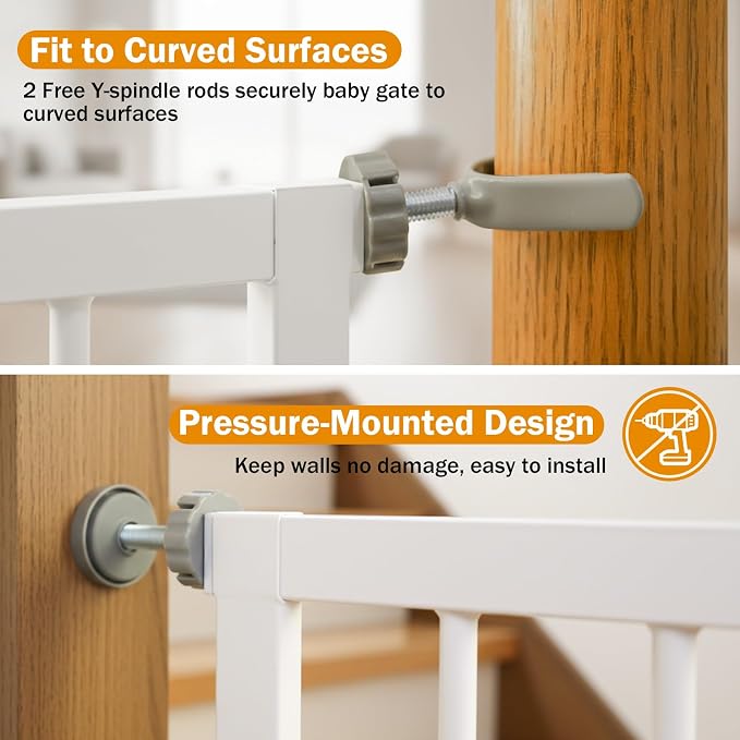 Mumeasy 29.7-43" Baby Gate for Stairs & Doorways, Pressure Mounted Dog Gate