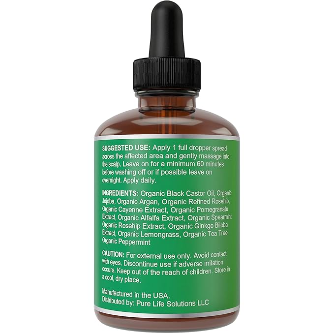 Hair Growth Oil for Women & Men. 10+ Ingredients to Strengthen & Hydrate Thinning, Dry Hair for a Healthier-Looking Scalp. with Peppermint & Wild Black Castor Oil. Vegan & Unscented – 1oz Serum