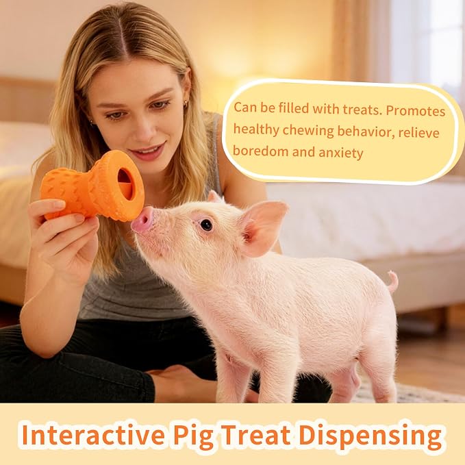 Treat Dispensing Ball for Pigs, Pig Enrichment Toys Food Dispenser for Mini Pigs, Slow Feeder Training Toy Pet Interactive Foraging & Rooting Toys for Pigs to Play with