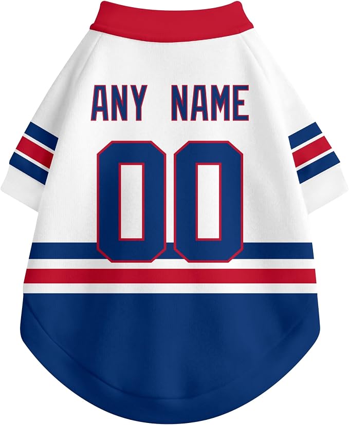 New York R Dog Clothes Personalized Pet T Shirt for Dogs Gift | Custom Name Number Jersey Style Pet Shirt for Dog