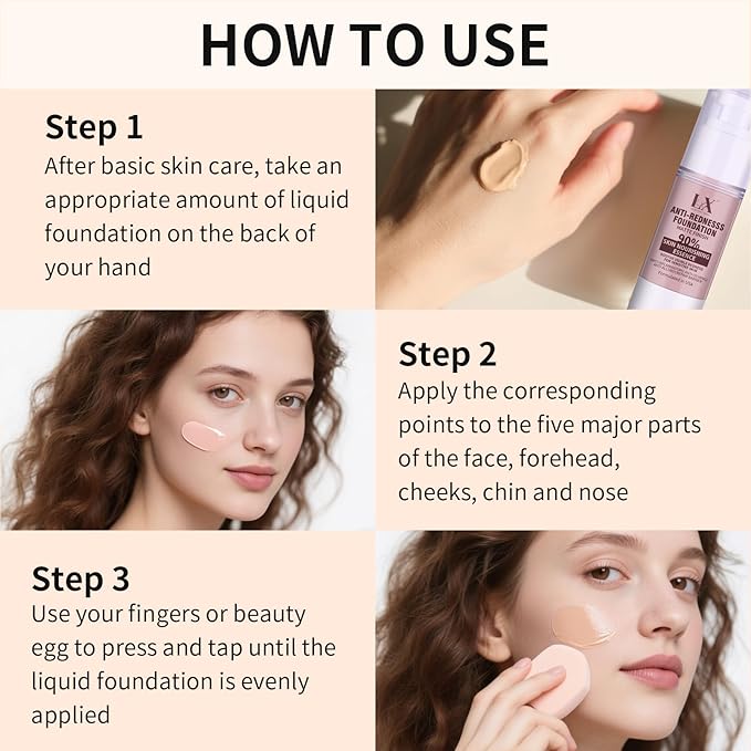 Sensitive Skin Foundation - Serum Foundation with Vitamin E, Sun protection & Deep Hydration for A Smooth & Satin Finish, Vegan & Cruelty-Free, 206 Medium