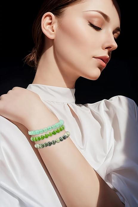 NCB 2.3-Piece 4mm Natural Crystal Gemstone Stretch Bracelets – Handmade Reiki Energy Healing Jewelry for Meditation,Yoga, Unisex