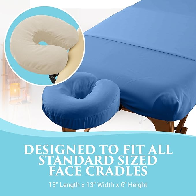 Deluxe Flannel Face Cradle Covers by NRG - 100% Brushed Cotton Face Rest Covers - Protect Your Massage Table Face Cradle - Adds Warmth and Comfort - 13" x 13" x 6" - 200 Thread Count - Twilight Blue