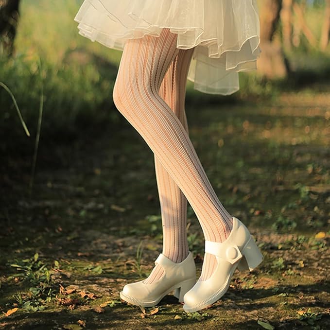 Girls Fishnet Stockings for Princess Dress High Waist Mesh Tights Cute Pattern Knit Socks