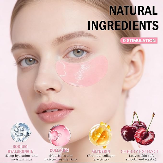 Lingyun 30 Pairs Eye Masks & Lip Mask,Under Eye Patches for Puffy Eyes,Pink Collagen Eye Mask Pads,Anti Wrinkle Patches for Lip, Mothers Day Gifts,Bulk Gifts, Teacher Appreciation Gifts, Small Gifts
